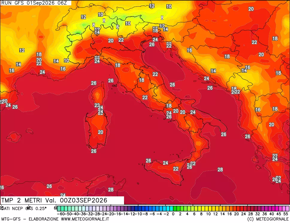 mappa Temp 2 metri