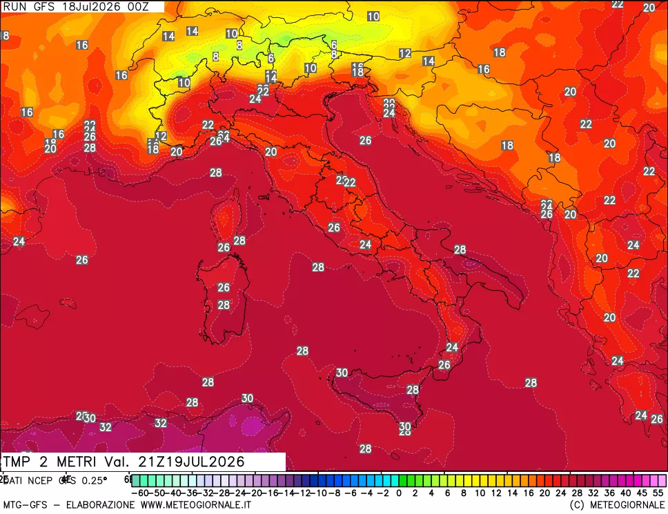 mappa Temp 2 metri
