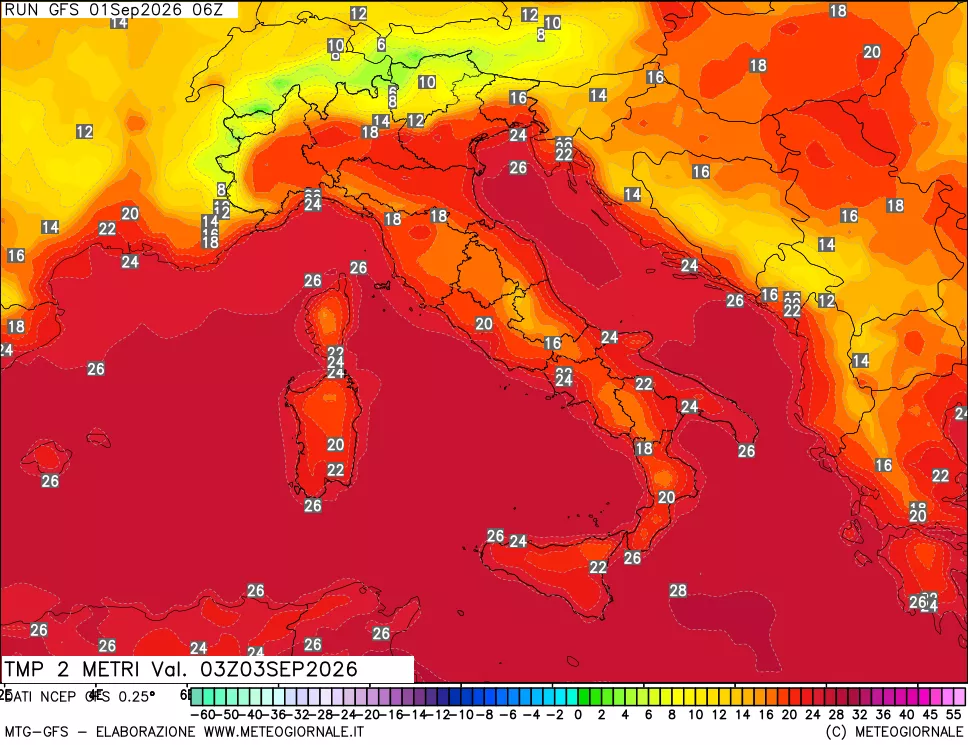 mappa Temp 2 metri