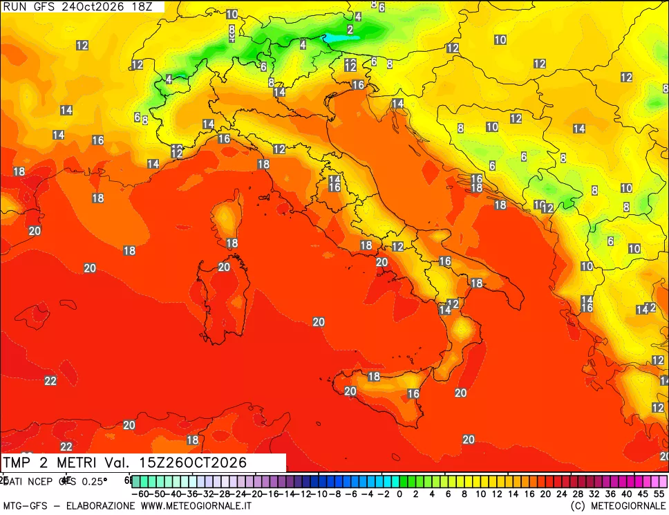 mappa Temp 2 metri