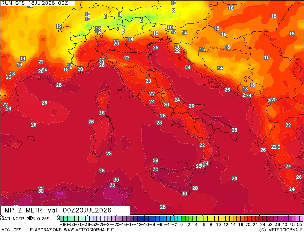mappa Temp 2 metri