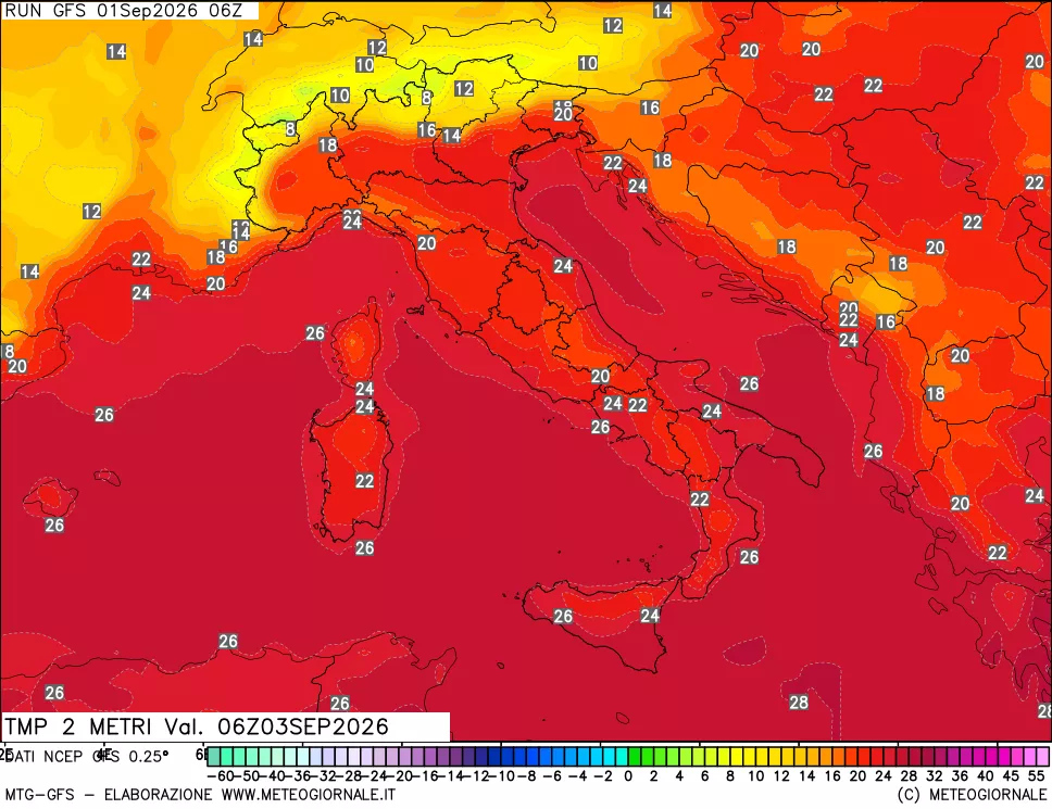 mappa Temp 2 metri