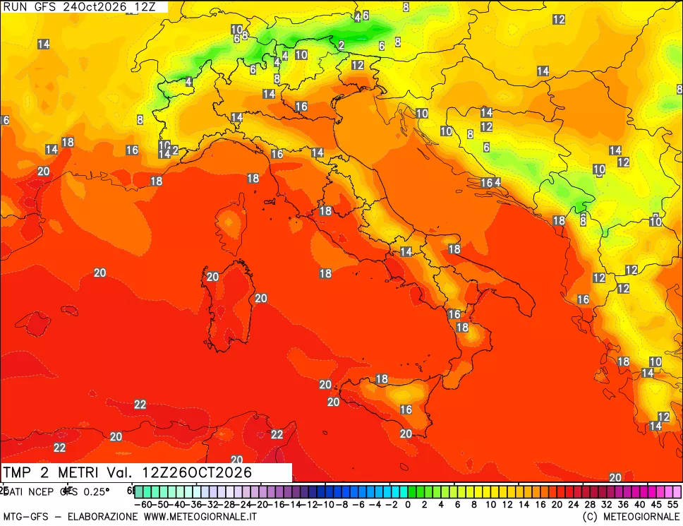 mappa Temp 2 metri