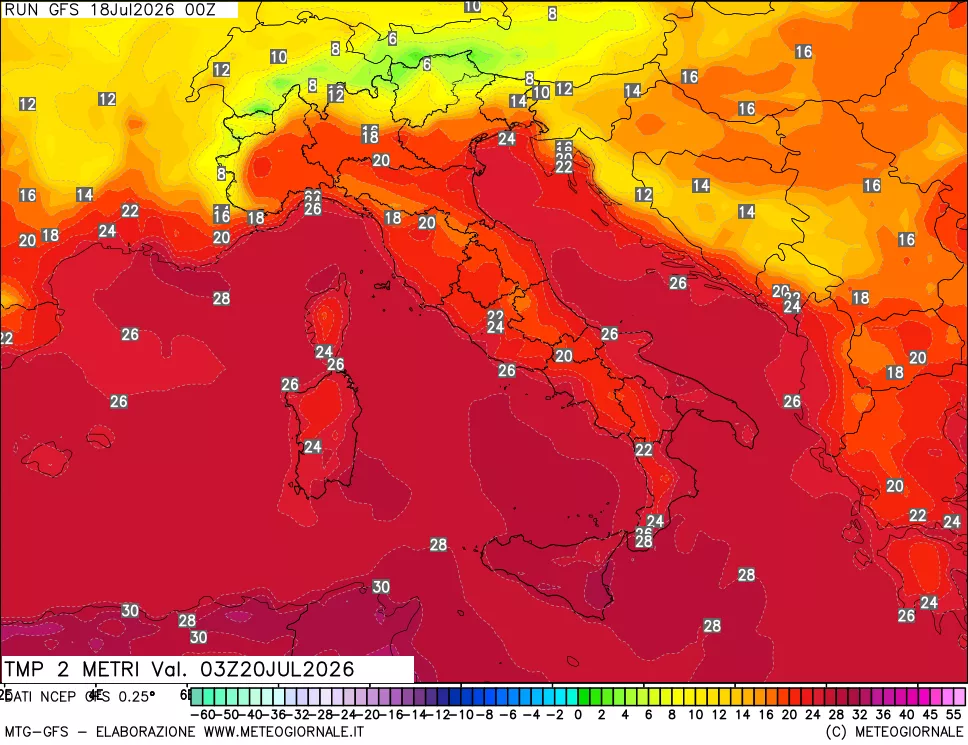 mappa Temp 2 metri