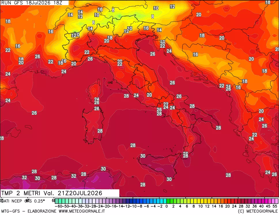 mappa Temp 2 metri