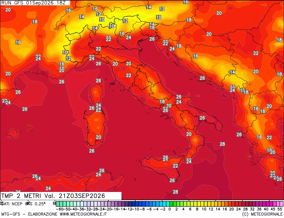 mappa Temp 2 metri