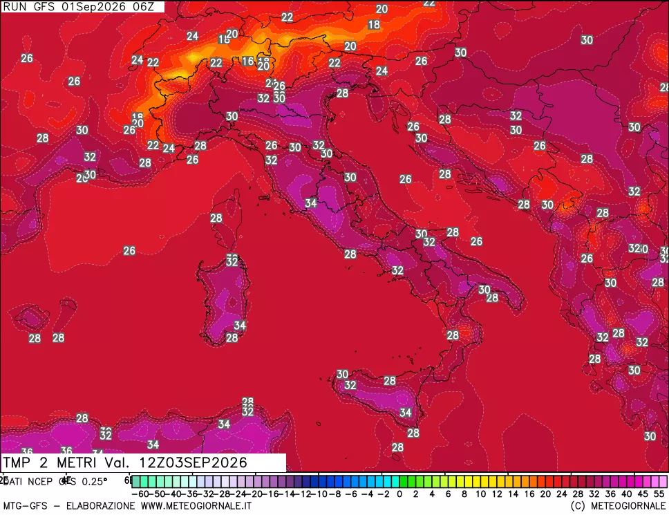 mappa Temp 2 metri