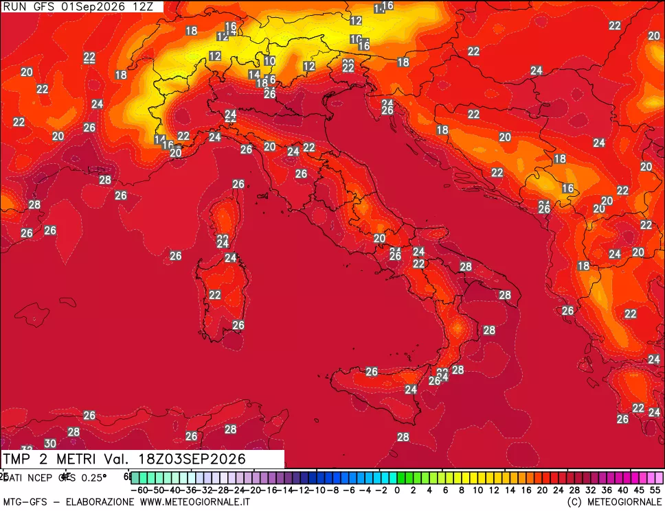 mappa Temp 2 metri