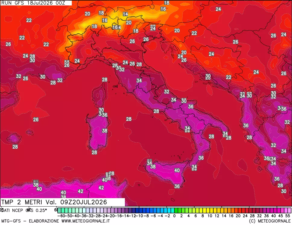mappa Temp 2 metri