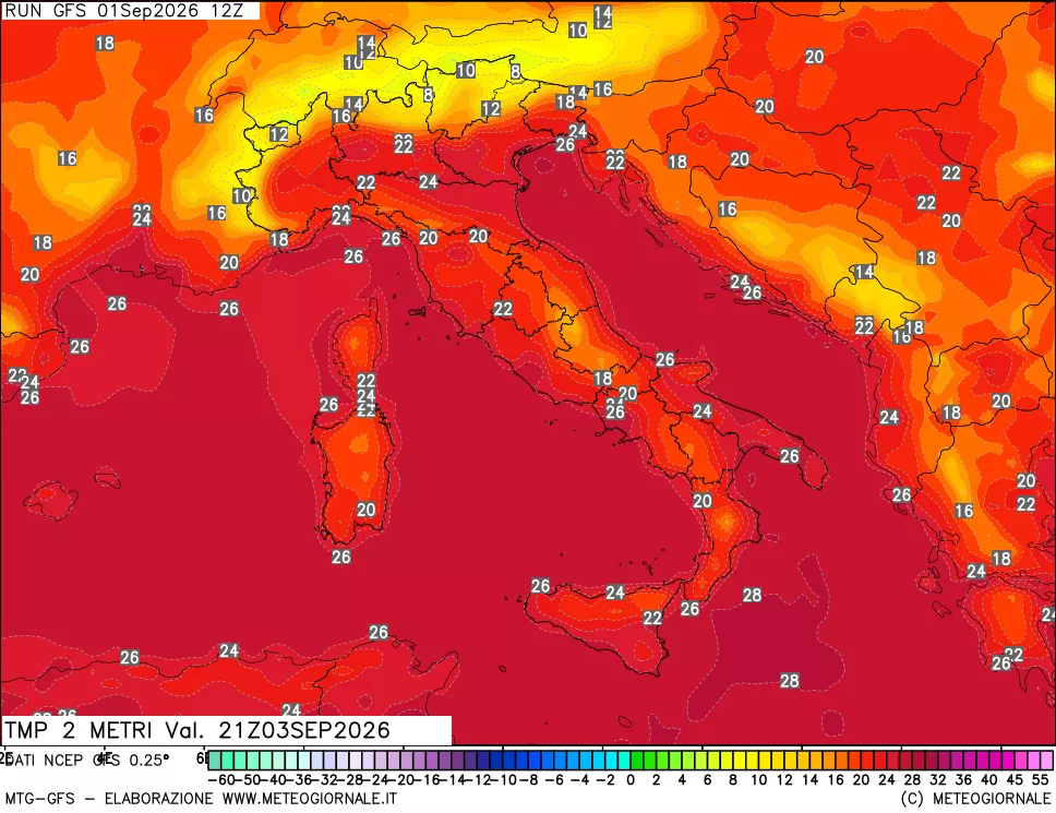 mappa Temp 2 metri