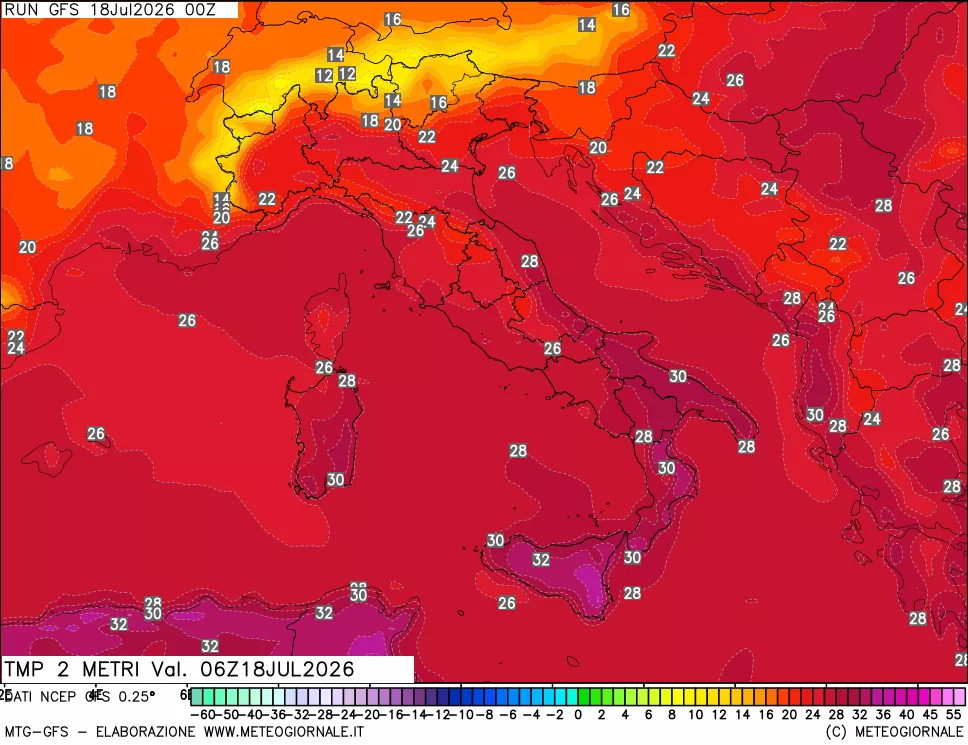 mappa Temp 2 metri