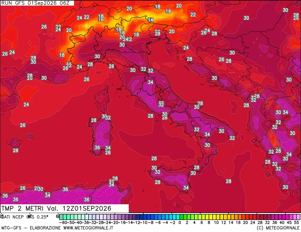 mappa Temp 2 metri