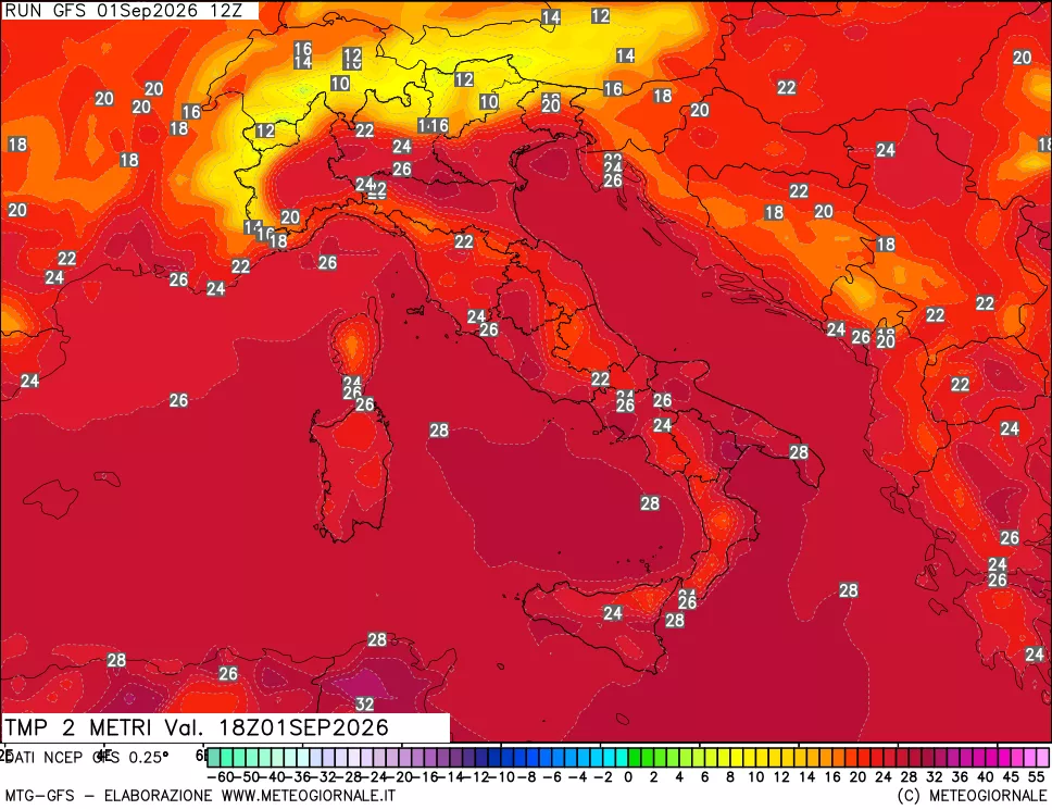 mappa Temp 2 metri