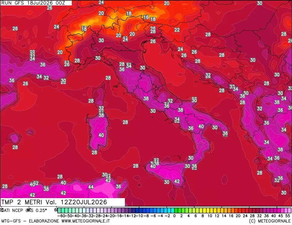 mappa Temp 2 metri