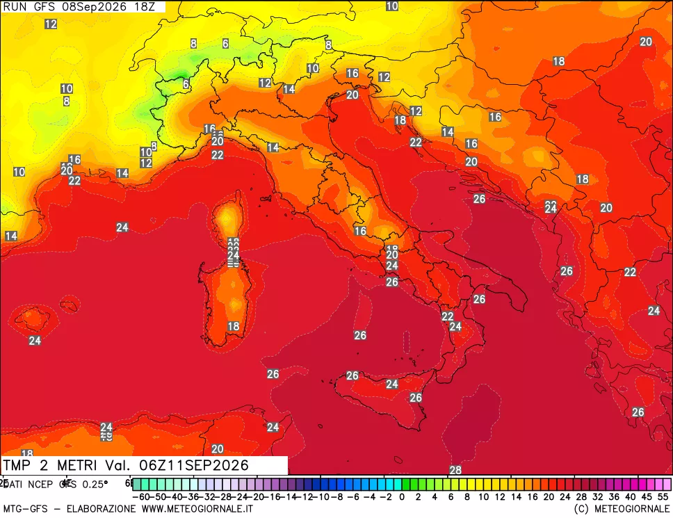 mappa Temp 2 metri