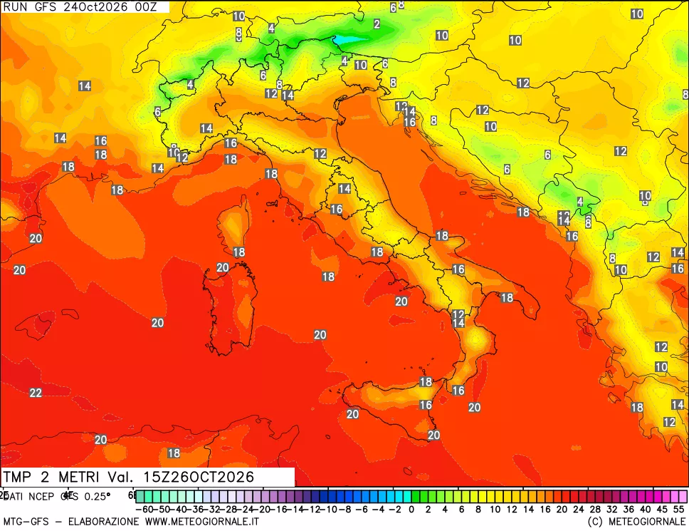 mappa Temp 2 metri
