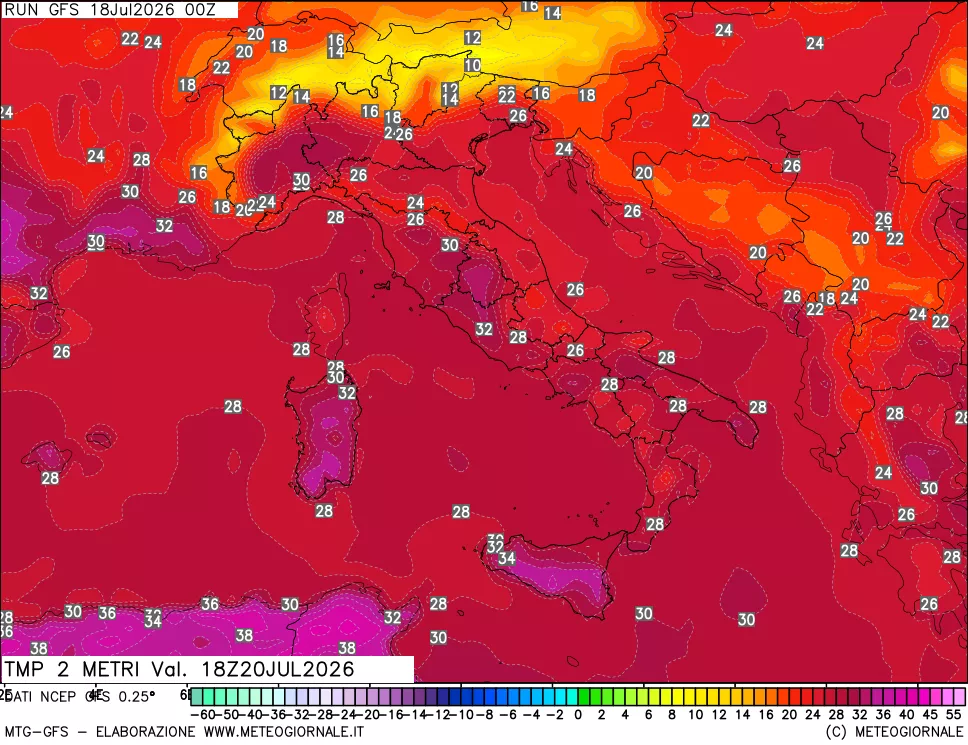 mappa Temp 2 metri