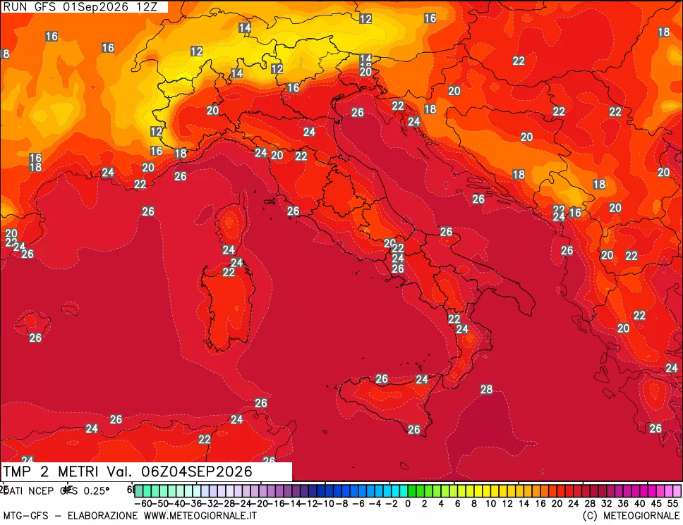mappa Temp 2 metri
