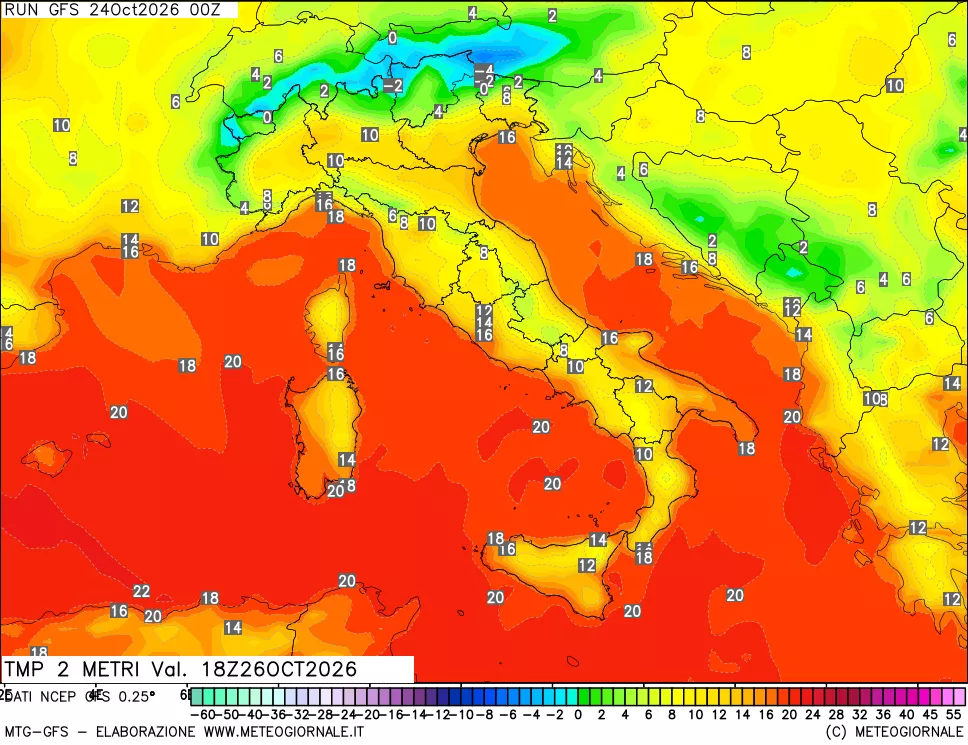 mappa Temp 2 metri
