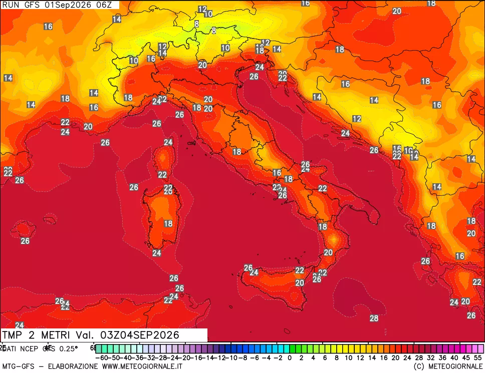 mappa Temp 2 metri