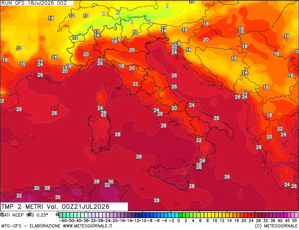 mappa Temp 2 metri