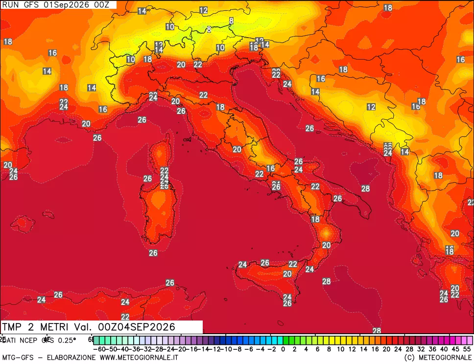 mappa Temp 2 metri