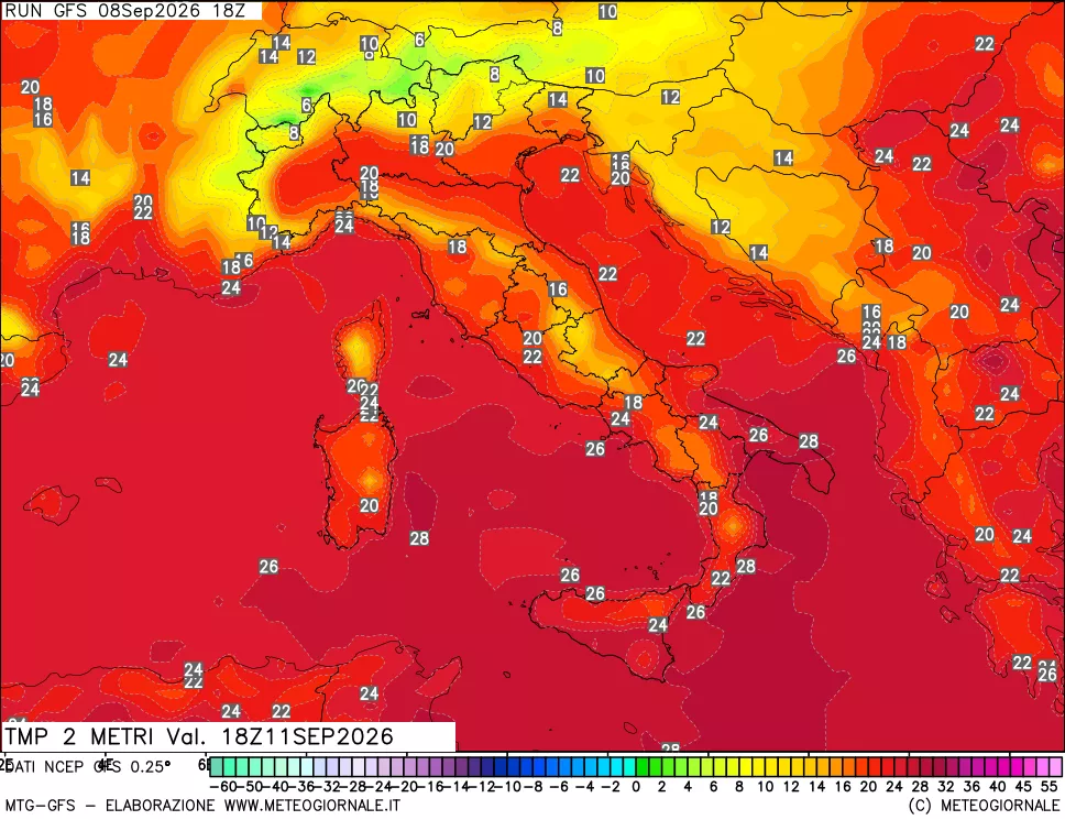 mappa Temp 2 metri