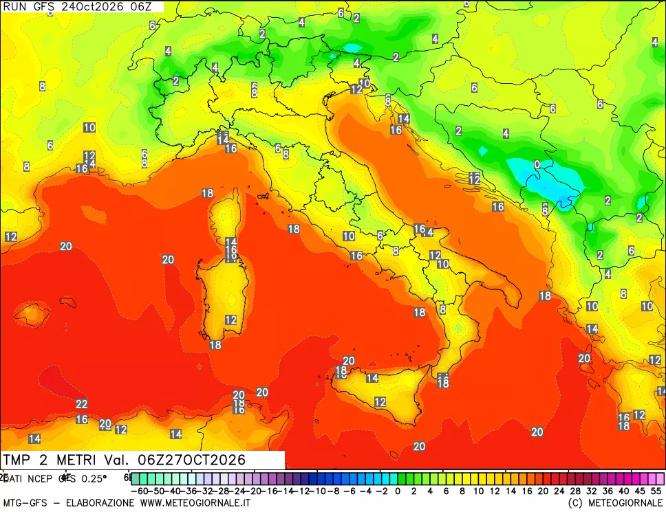 mappa Temp 2 metri