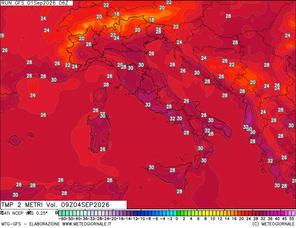 mappa Temp 2 metri