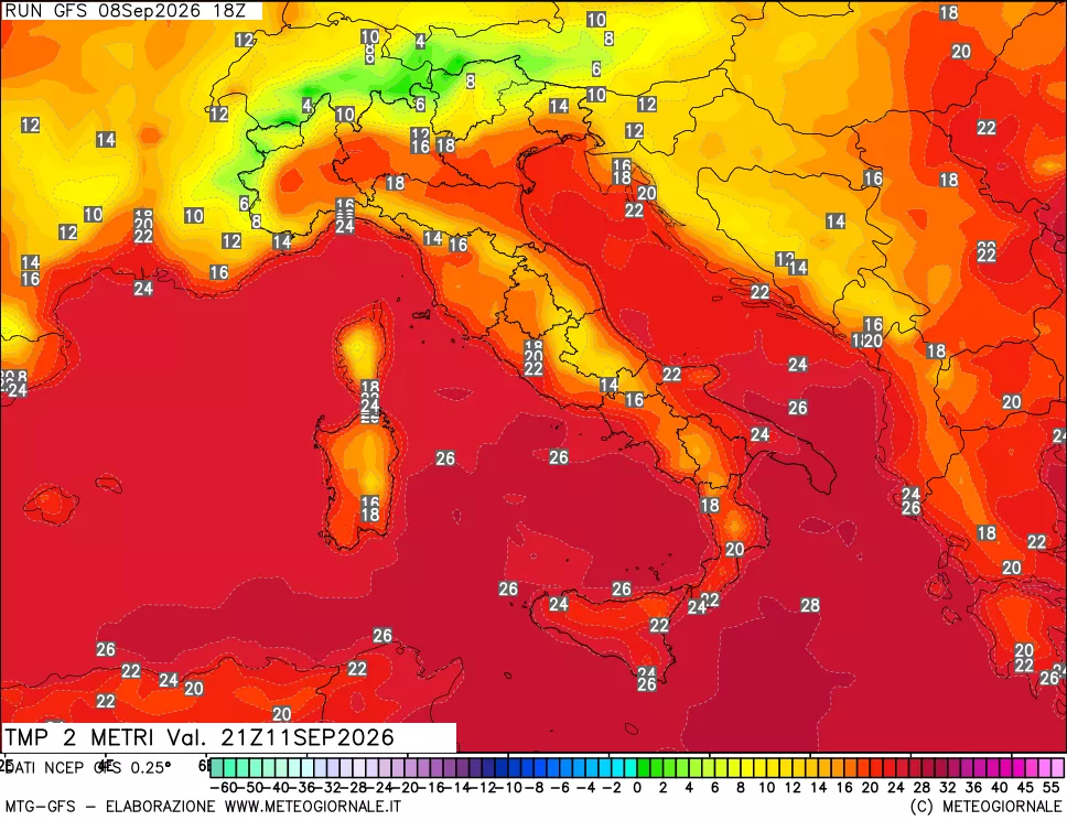 mappa Temp 2 metri