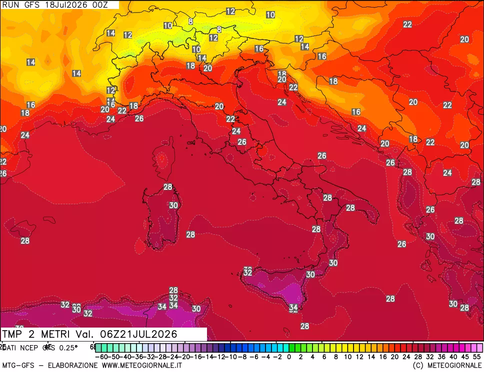 mappa Temp 2 metri