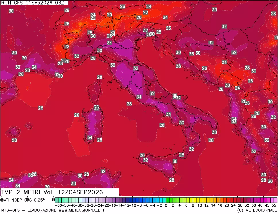mappa Temp 2 metri