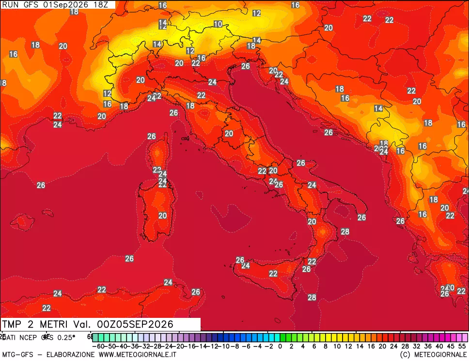 mappa Temp 2 metri