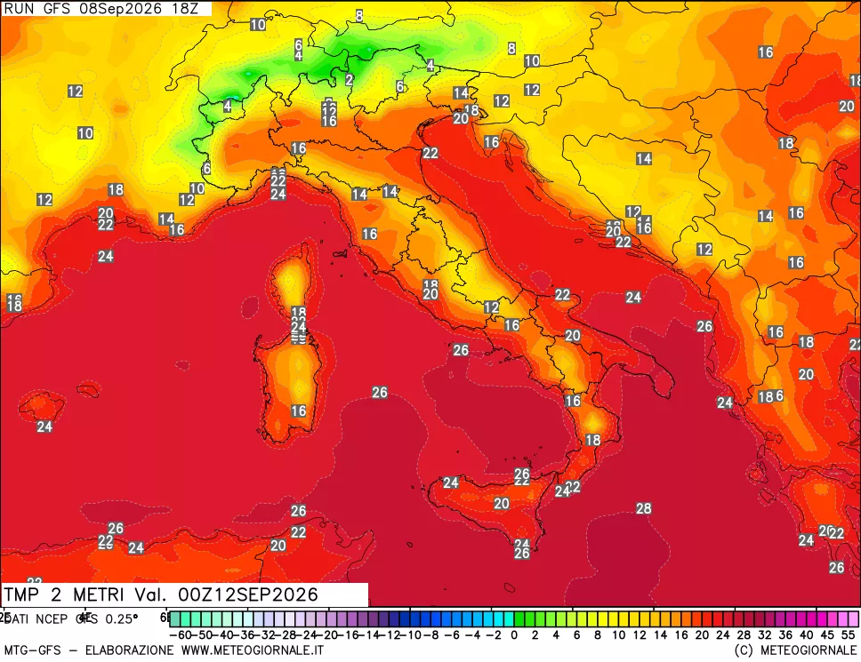 mappa Temp 2 metri