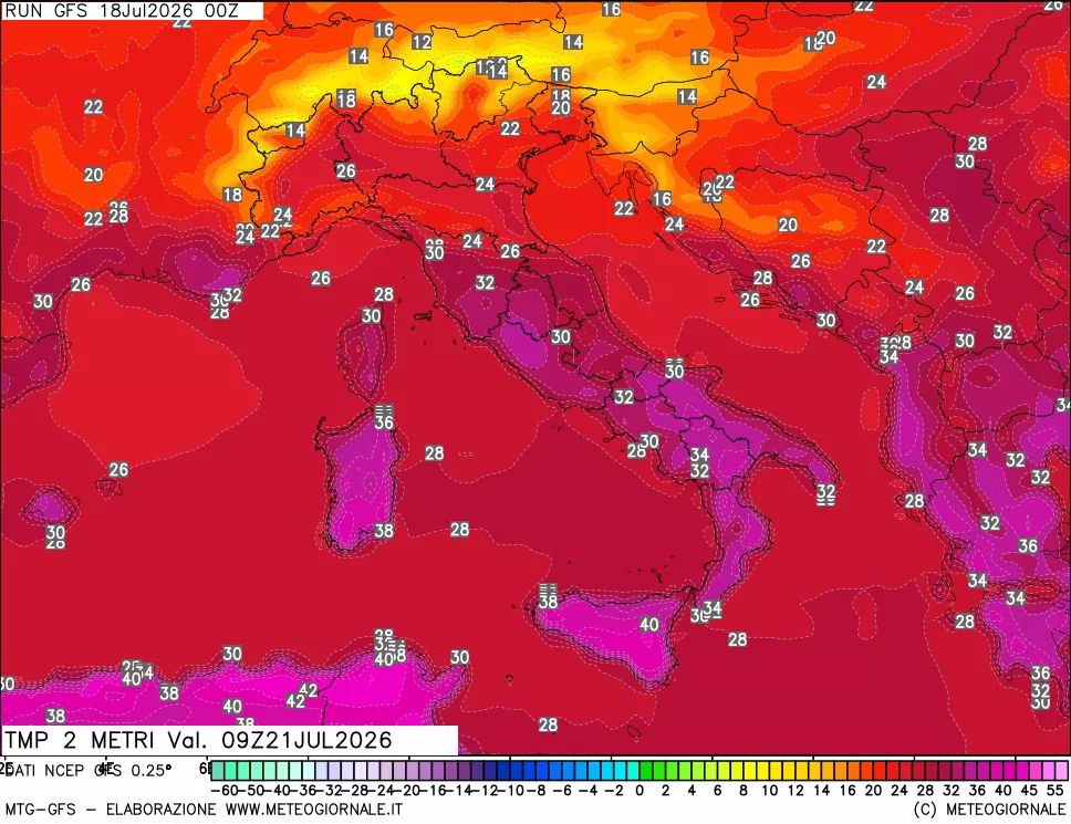 mappa Temp 2 metri
