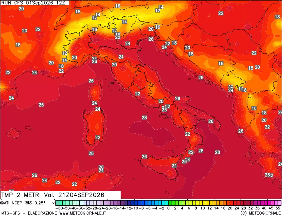 mappa Temp 2 metri