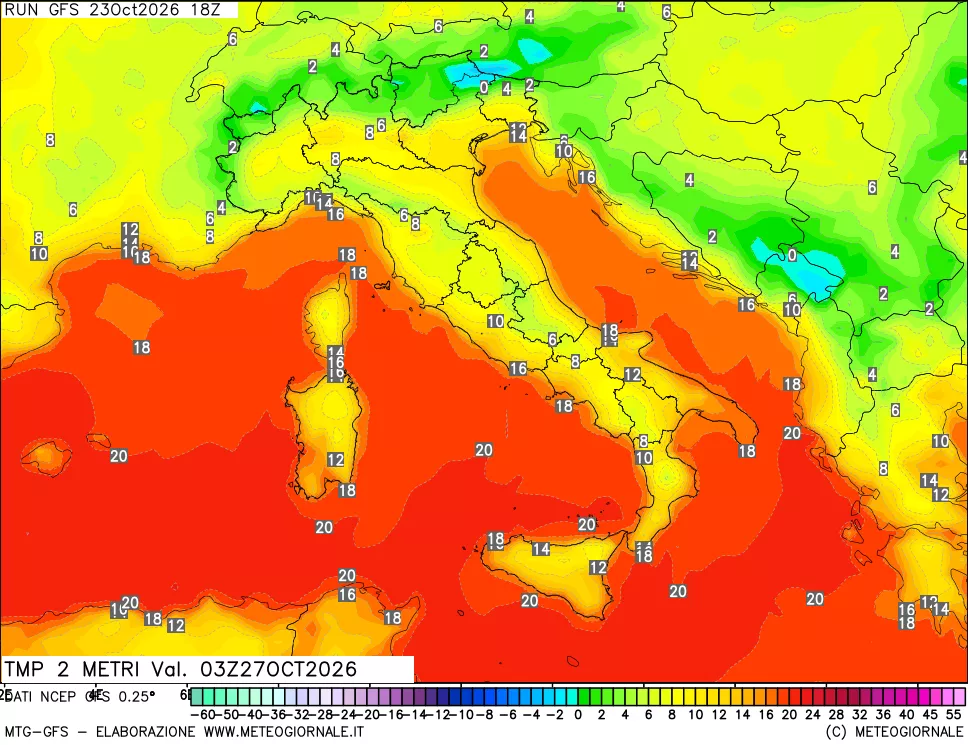 mappa Temp 2 metri