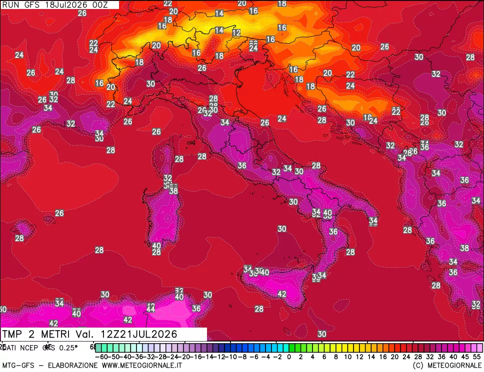 mappa Temp 2 metri