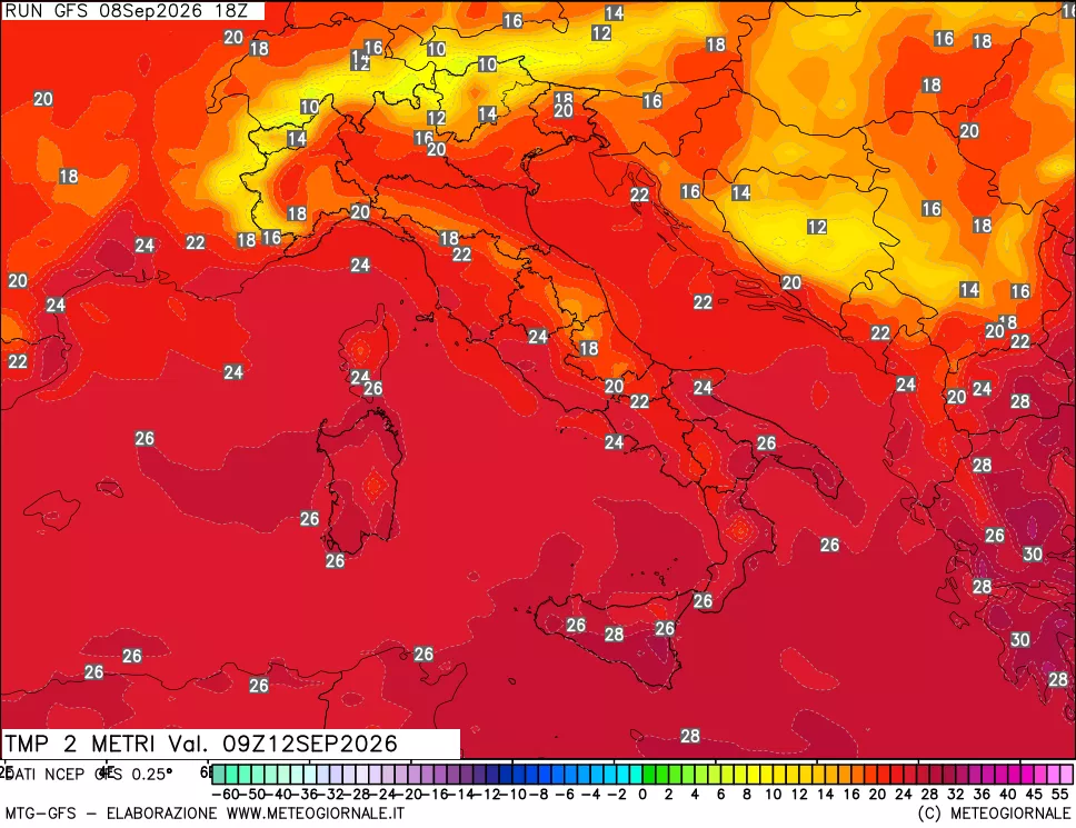 mappa Temp 2 metri