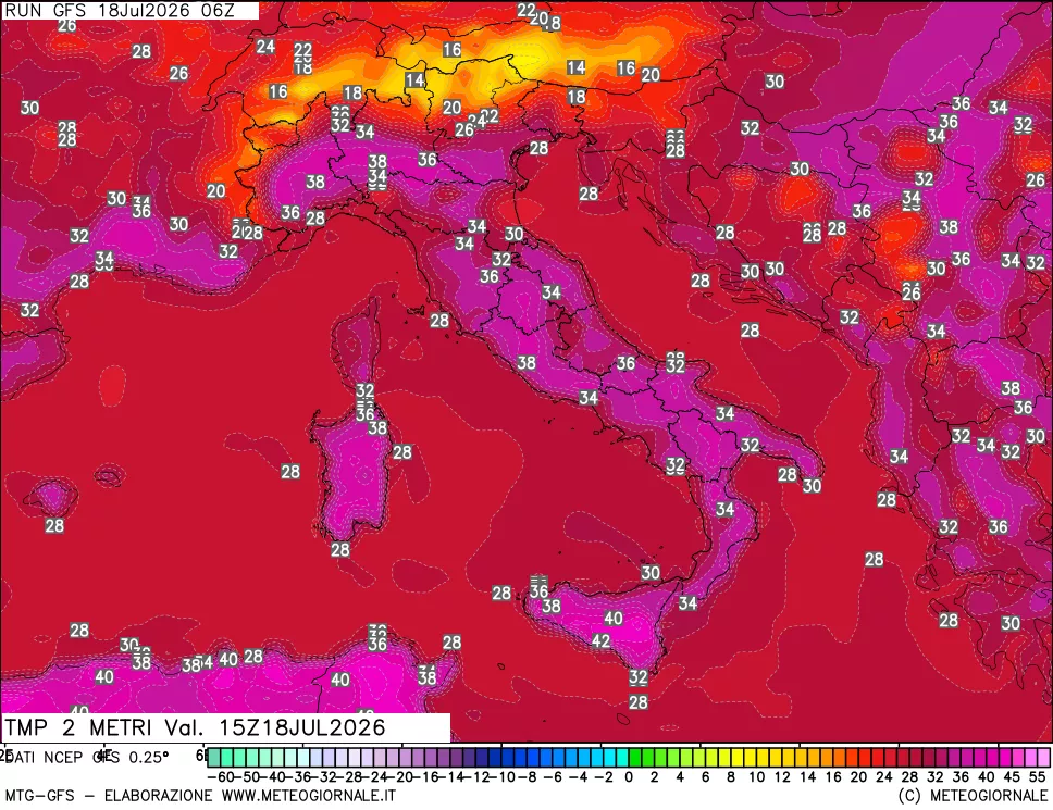 mappa Temp 2 metri