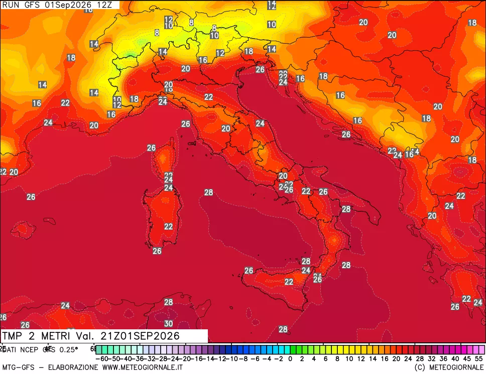 mappa Temp 2 metri