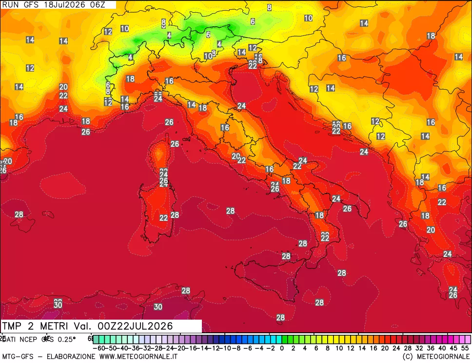 mappa Temp 2 metri
