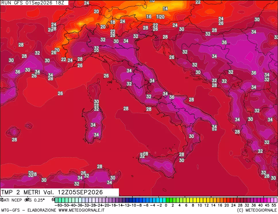 mappa Temp 2 metri