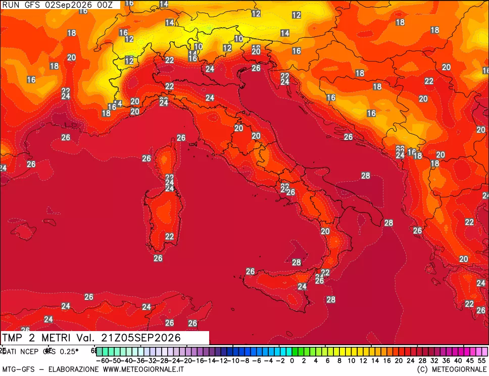 mappa Temp 2 metri