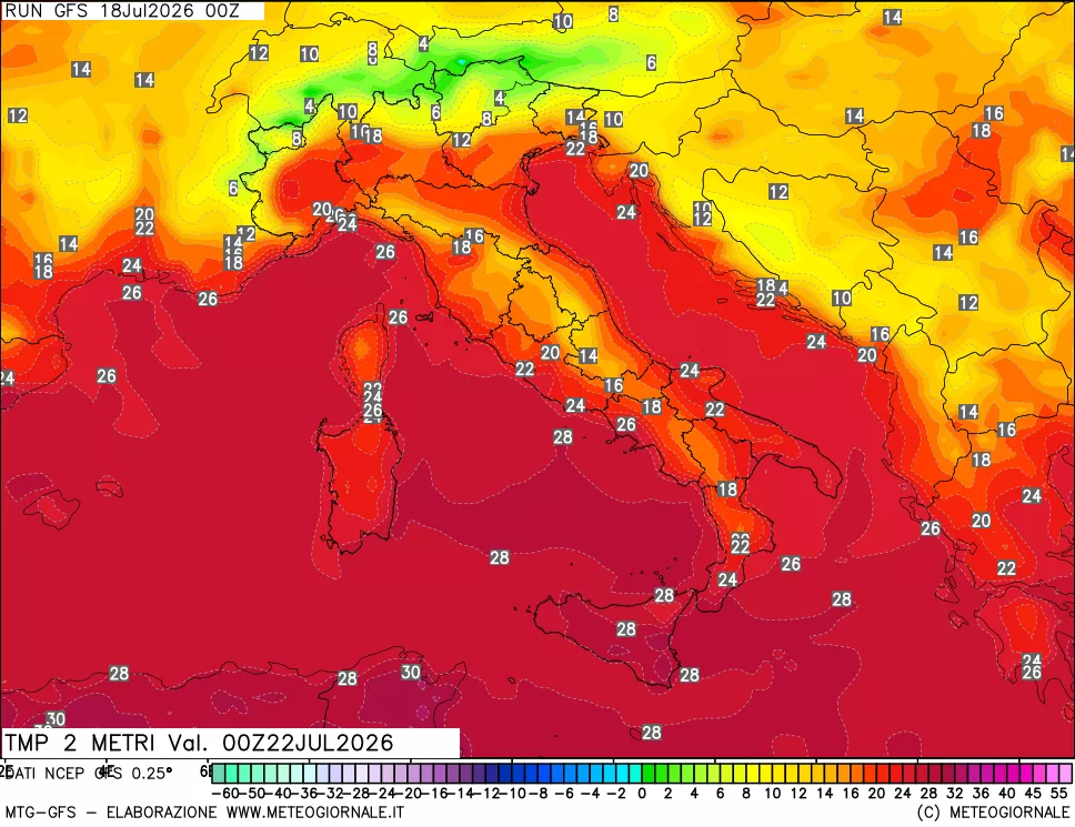 mappa Temp 2 metri