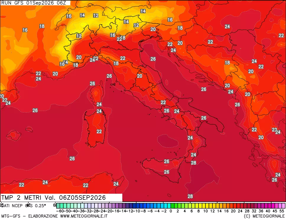 mappa Temp 2 metri
