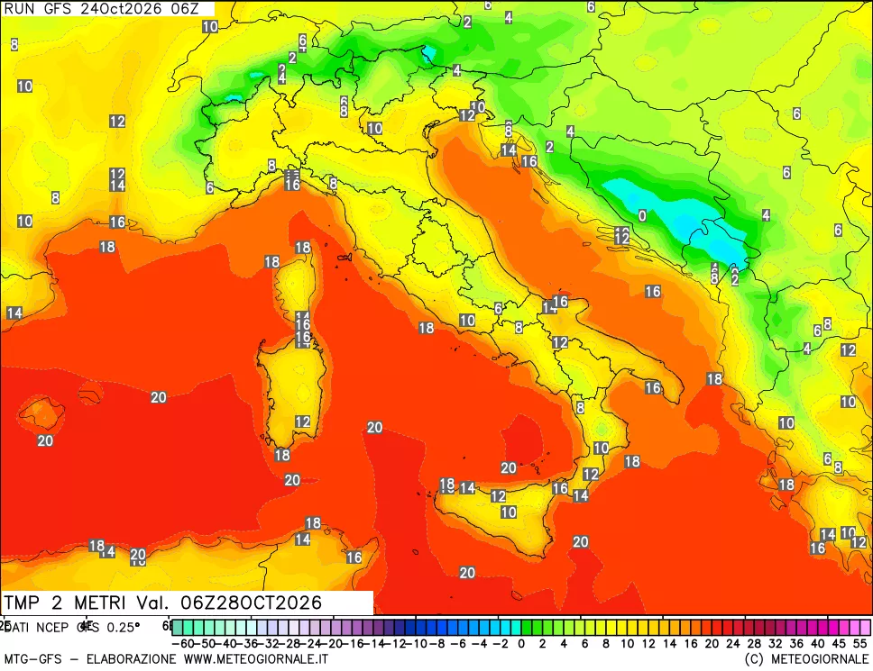 mappa Temp 2 metri