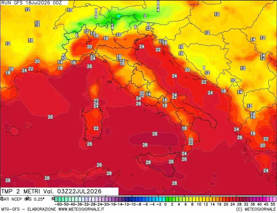mappa Temp 2 metri