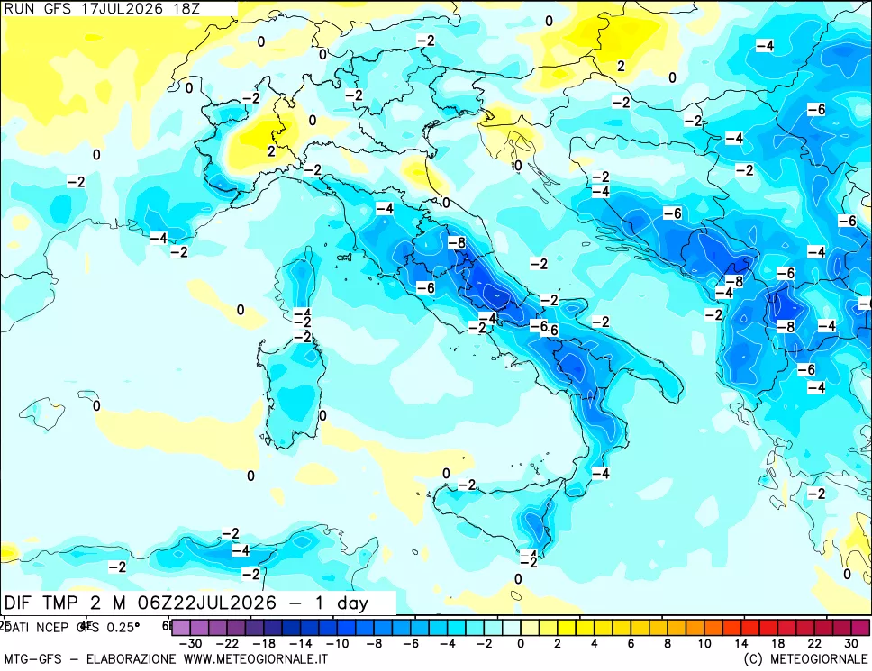 mappa Dif. Temp -24 ore