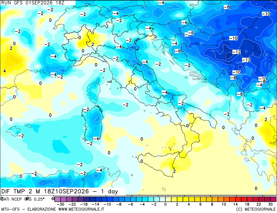 mappa Dif. Temp -24 ore